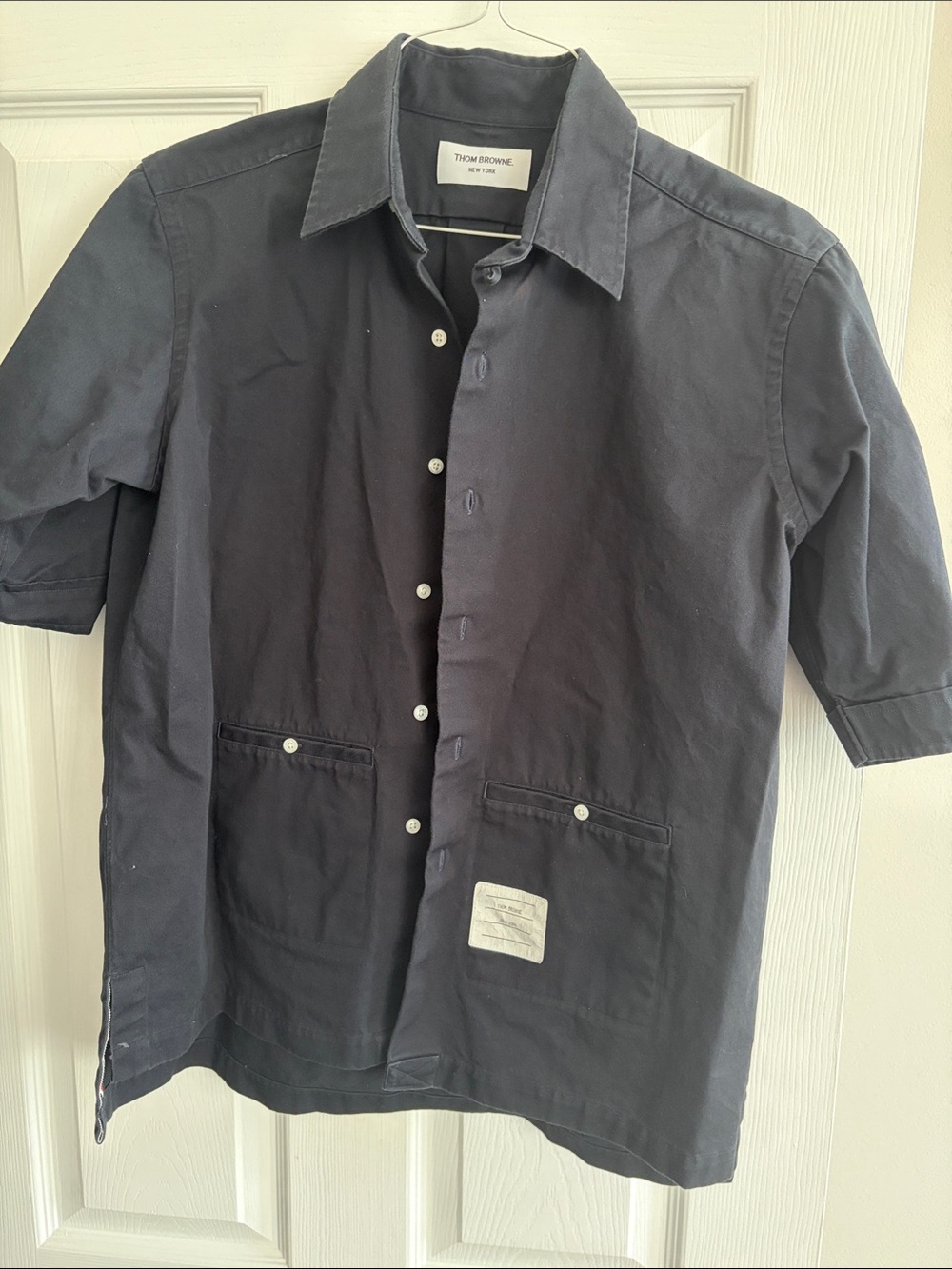 Thom Browne Dark Navy Short Sleeve Button-Up Shirt